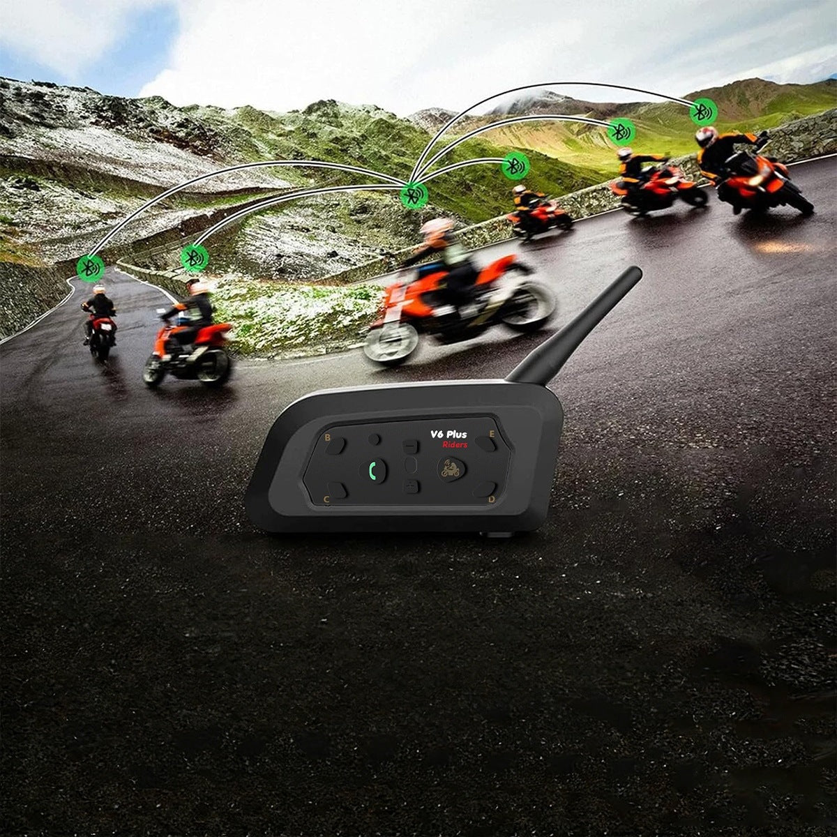 Helmet communicator V6 Plus BT 5.1 set of 2 for 6 people with USB-C Manufacturer no brand