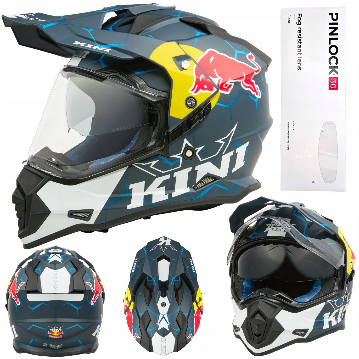 Helmet for MOTO ADVENTURE MX Kini Red Bull ADV 1.0 XL 61-62 quad endur PINLOCK