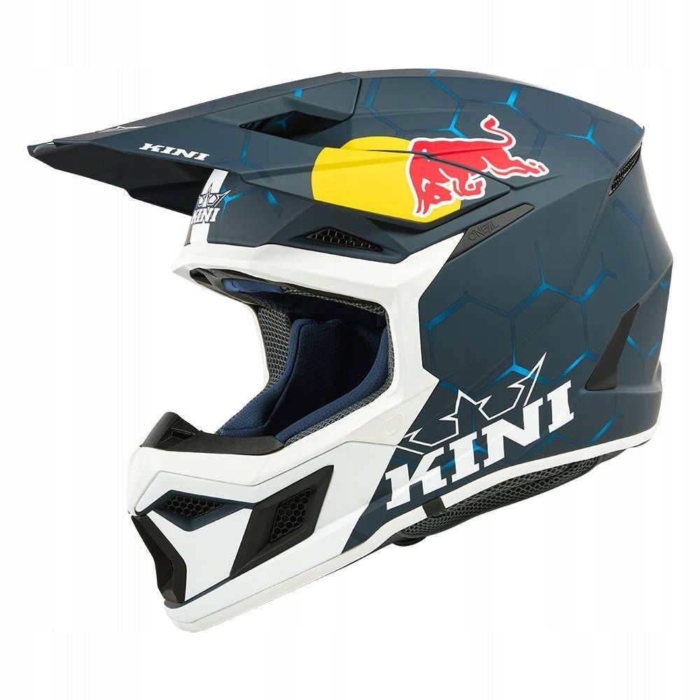 Helmet for MOTO CROSS QUAD ENDURO white and blue Red Bull KINI MX3 L 59-60cm