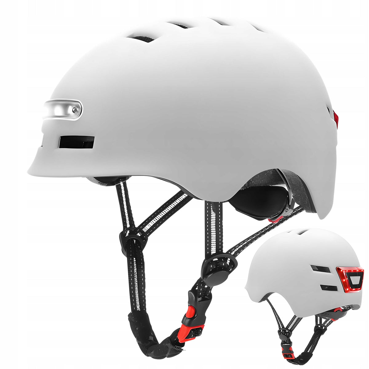 Helmet for bike with smart electric light safe comfortable White