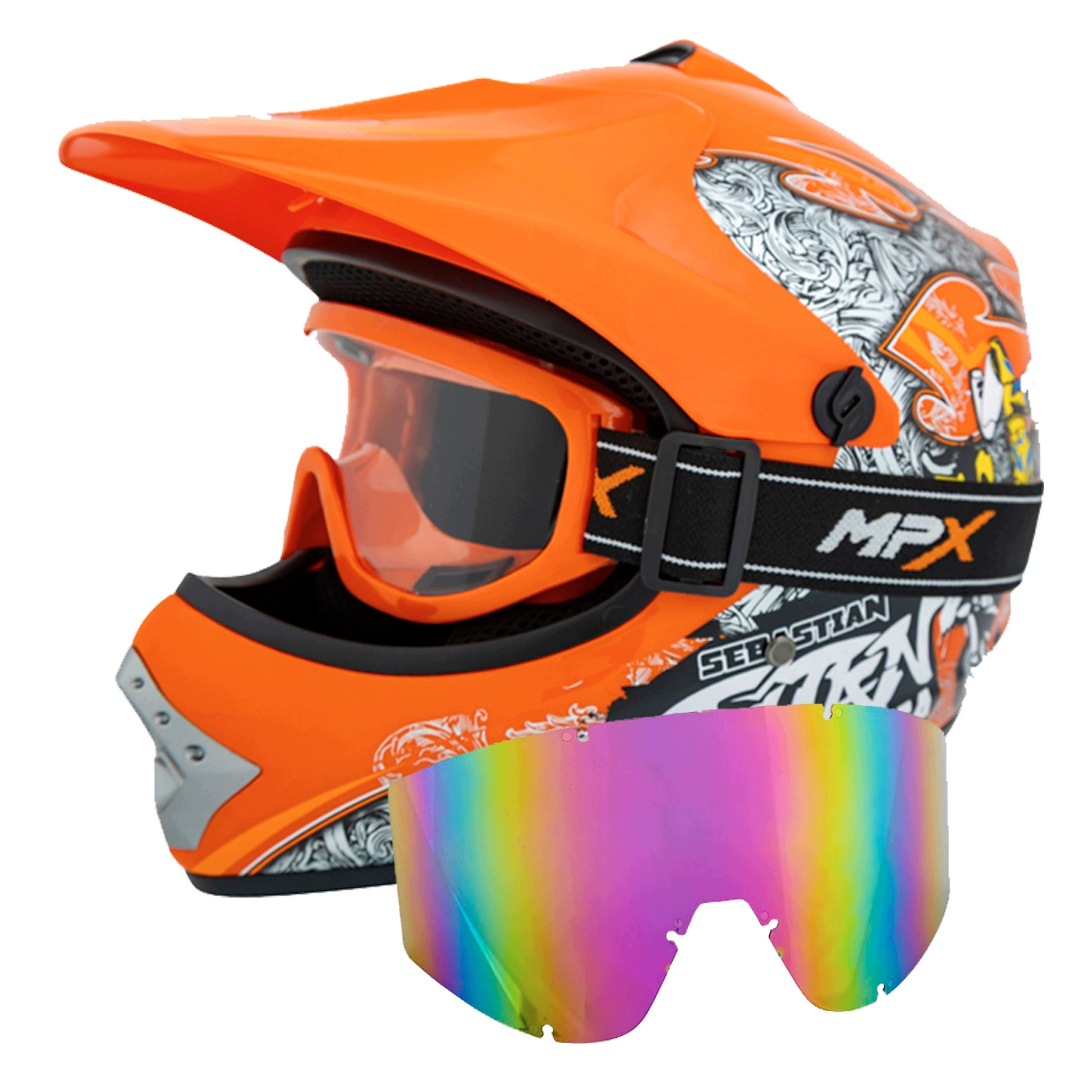 Helmet with Goggles for children on Quad Enduro BMX Cross Scooter XS 51-52 cm