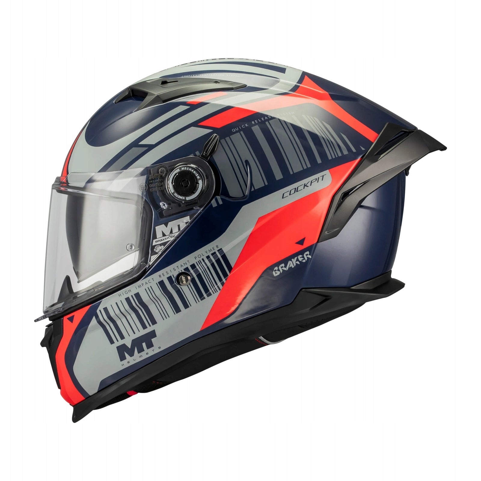 Helmet with blend MT BRAKER SV COCKPIT RED/GREY/BLUE red grey 2026 FREEBIE Packaging status original