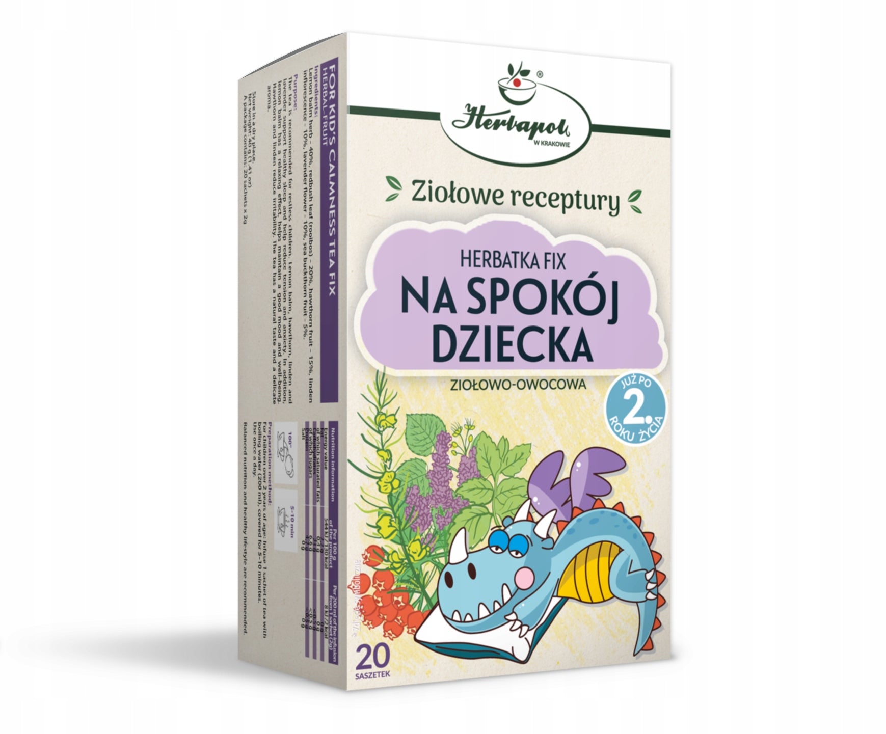 Herbapol Herbal and Fruit TEA FIX FOR CHILDREN'S PEACE OF MIND 20 sachets Packaging status original