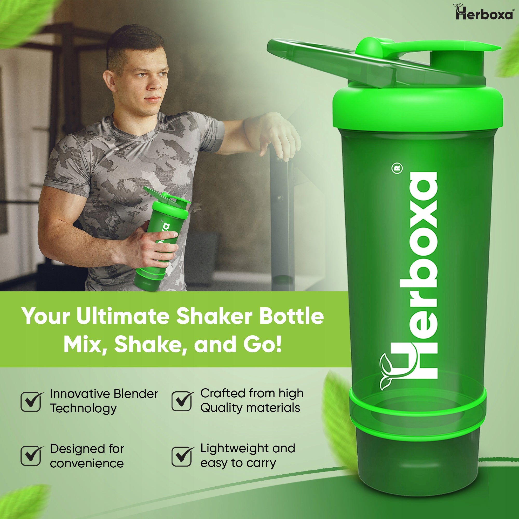 Herboxa BUTELKA TYPU SHAKER Color green