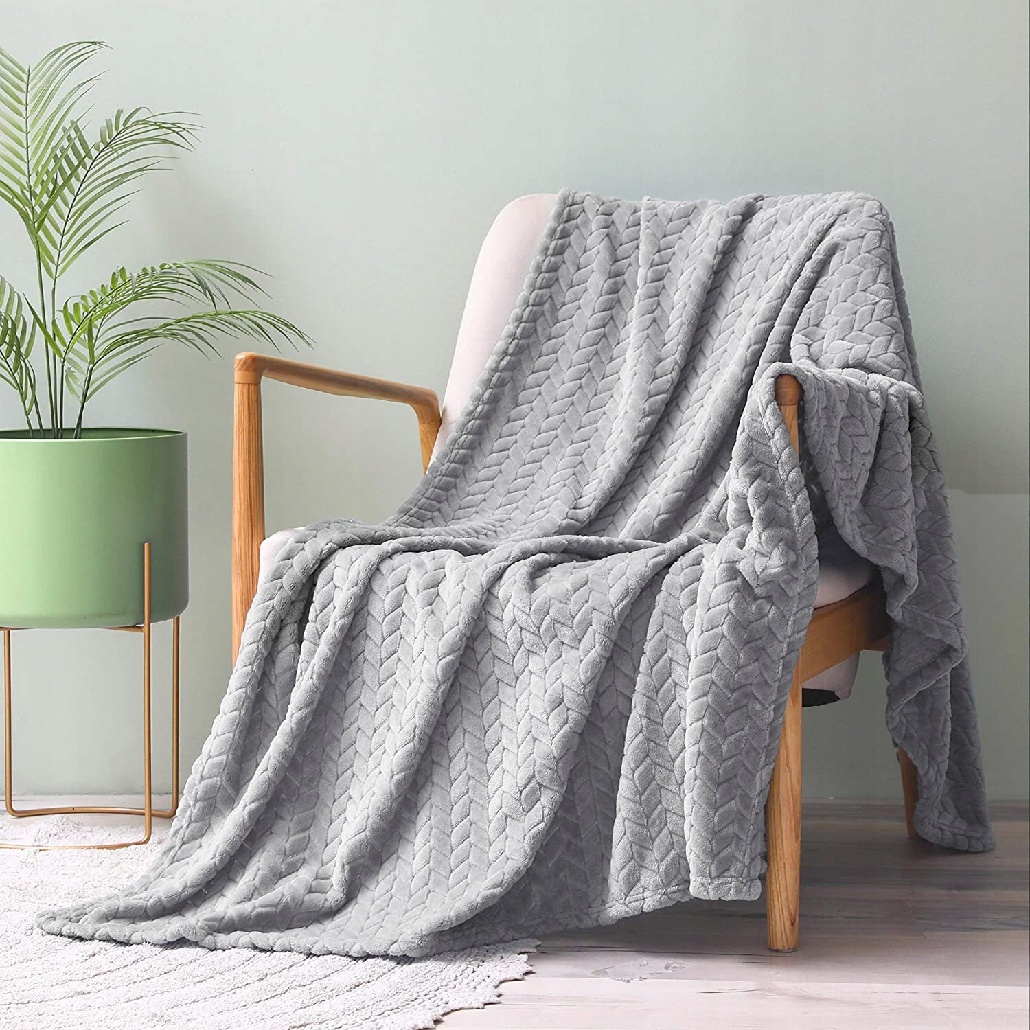 Herringbone Blanket Grey Soft Warm Elegant Decorative 200x220 Manufacturer code LEO-25A