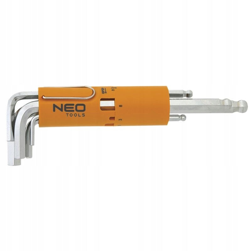 Hexagon wrenches, long, spherical 2-10 mm, set of 8 Manufacturer code 09-523