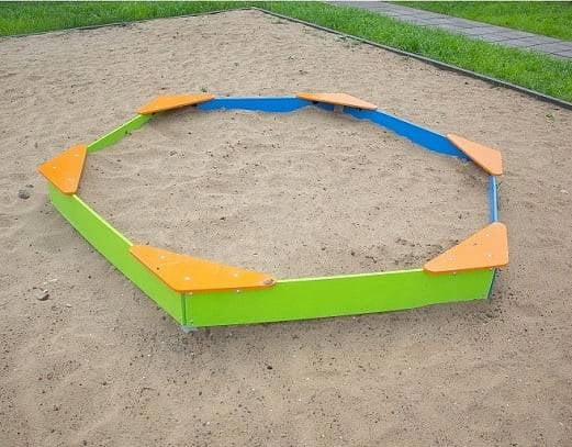 Hexagonal certified sandbox - blue-green Kind wooden