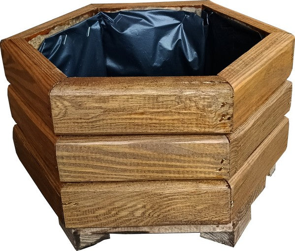 Hexagonal planter 30 cm Flowerbed Brown Thick Material wood