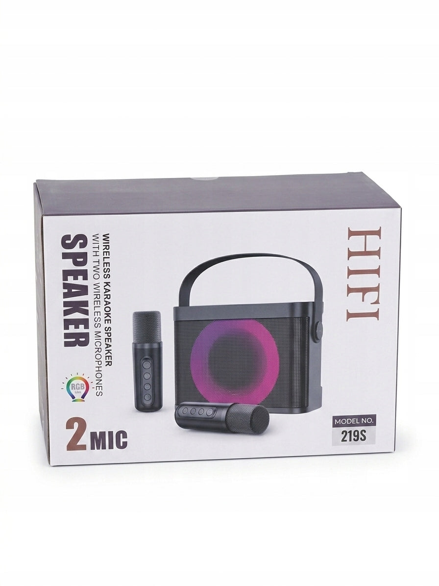 Hi-Fi Karaoke Kit YS-219 2 Microphones 10W RGB Bluetooth USB Packaging status original