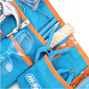 Hi-Spec 16pc Blue Kids Real Metal Hand Tool Kit Set & Child Size Tool Belt Brand Hi-Spec
