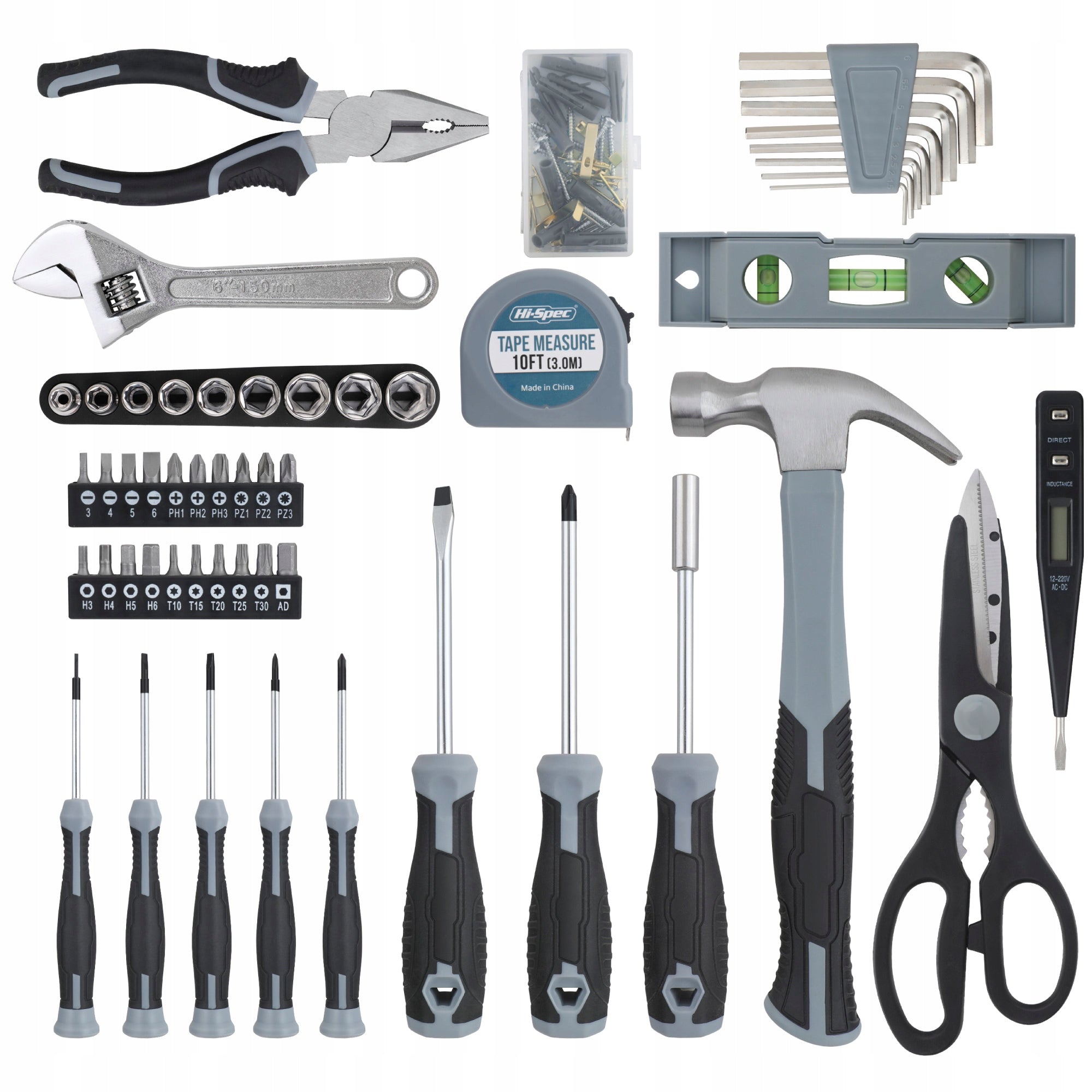 Hi-Spec 56pc Grey Home DIY Repair Hand Tool Kit Box Set. Household & Garage EAN (GTIN) 6945583101116