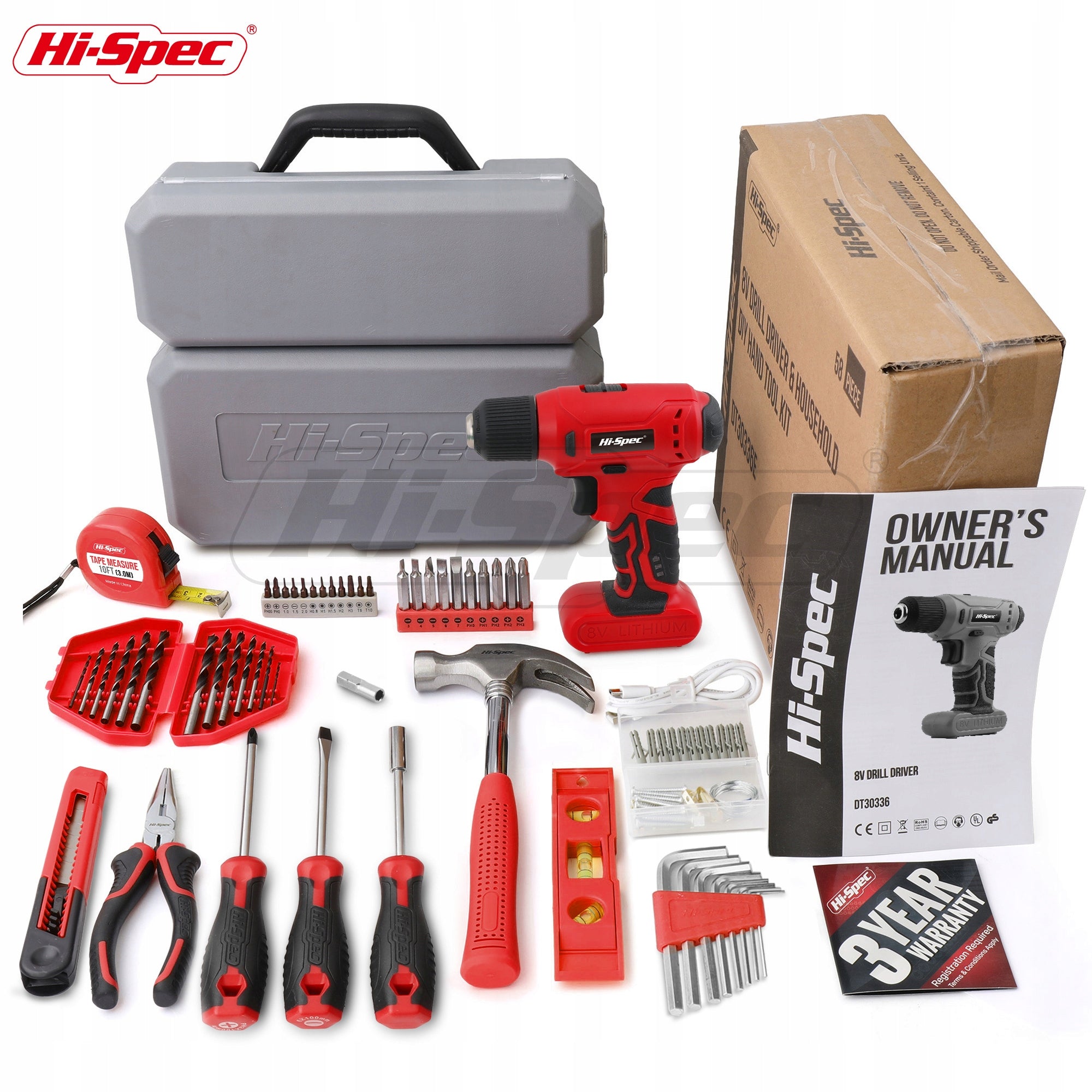 Hi-Spec 8V USB Electric Power Cordless Drill Driver and Home DIY Tool Set Product weight with unit packaging 2.51 kg