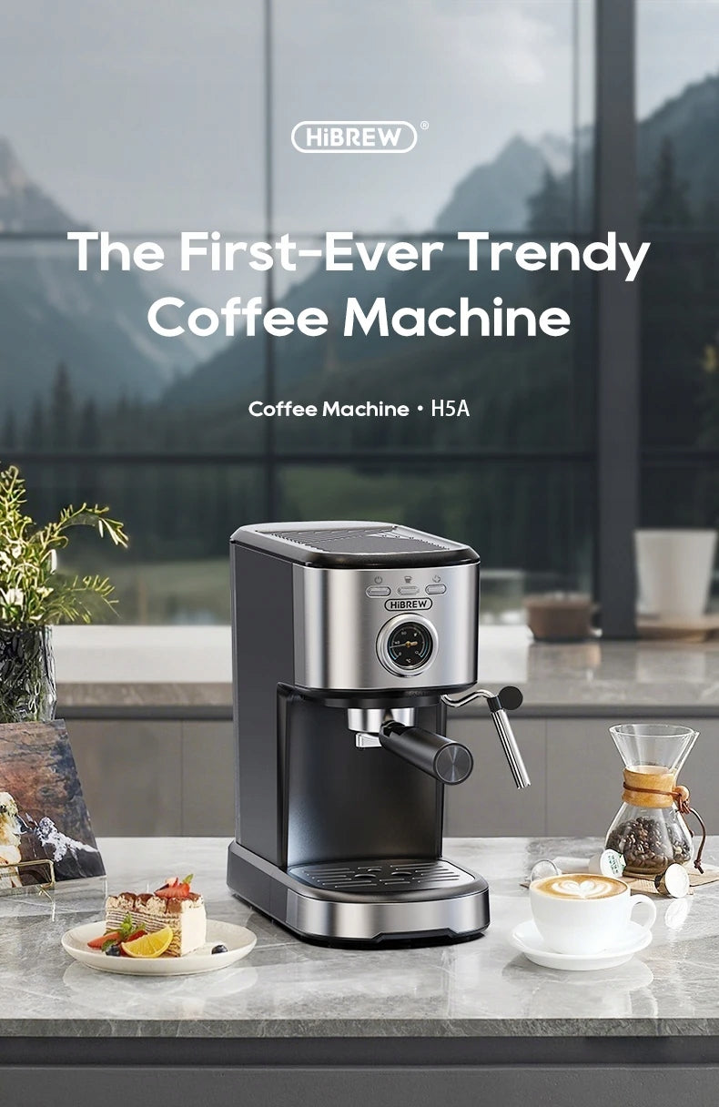 HiBREW Espresso Coffee machine with One-Touch Extraction and Milk Frother Packaging status original