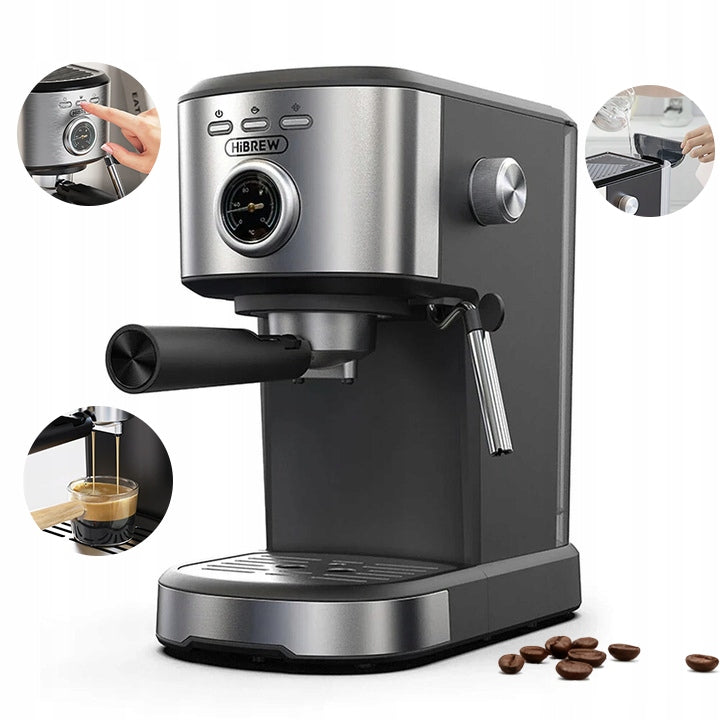 HiBREW Espresso Coffee machine with One-Touch Extraction and Milk Frother