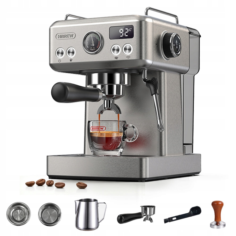 HiBREW H10A 19Bar 1350W Espresso Machine Adjustable Temperature 1.8L Silver Packaging status original