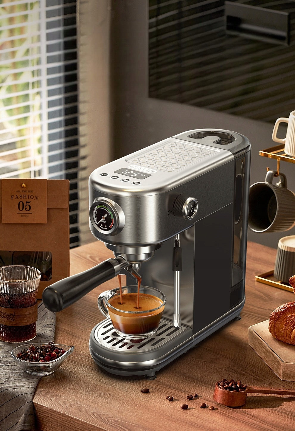 HiBREW H10B 20Bar Semi Automatic Espresso Coffee Maker 1.3L Silver Manufacturer code HiBREW-H10B-SL