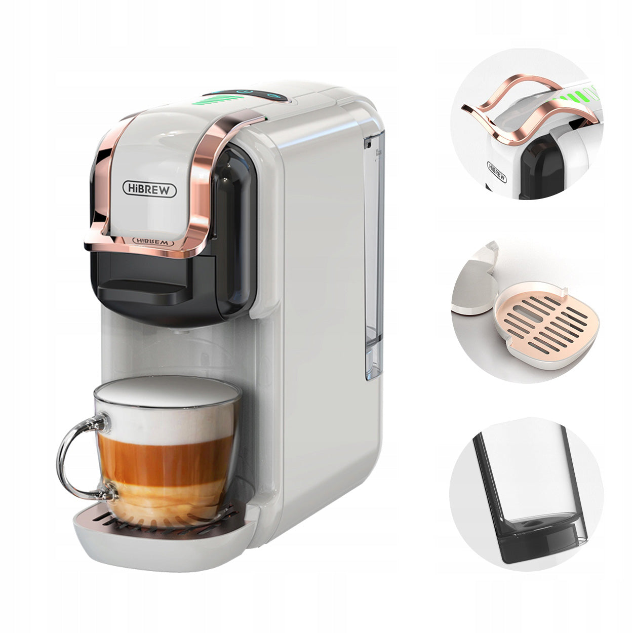 HiBREW H2B 5 in 1 Multiple Capsule Coffee Machine 20Bar H2B white