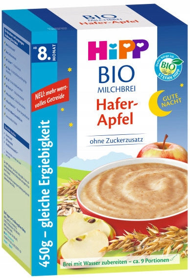 HiPP BIO Oat Porridge with Apples For Night Vitamins from 6 Months to 3 Years Packaging status original