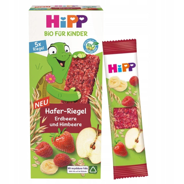 HiPP BIO Oatmeal Bars with Strawberries and Raspberries 5x20g Age range from 12 months