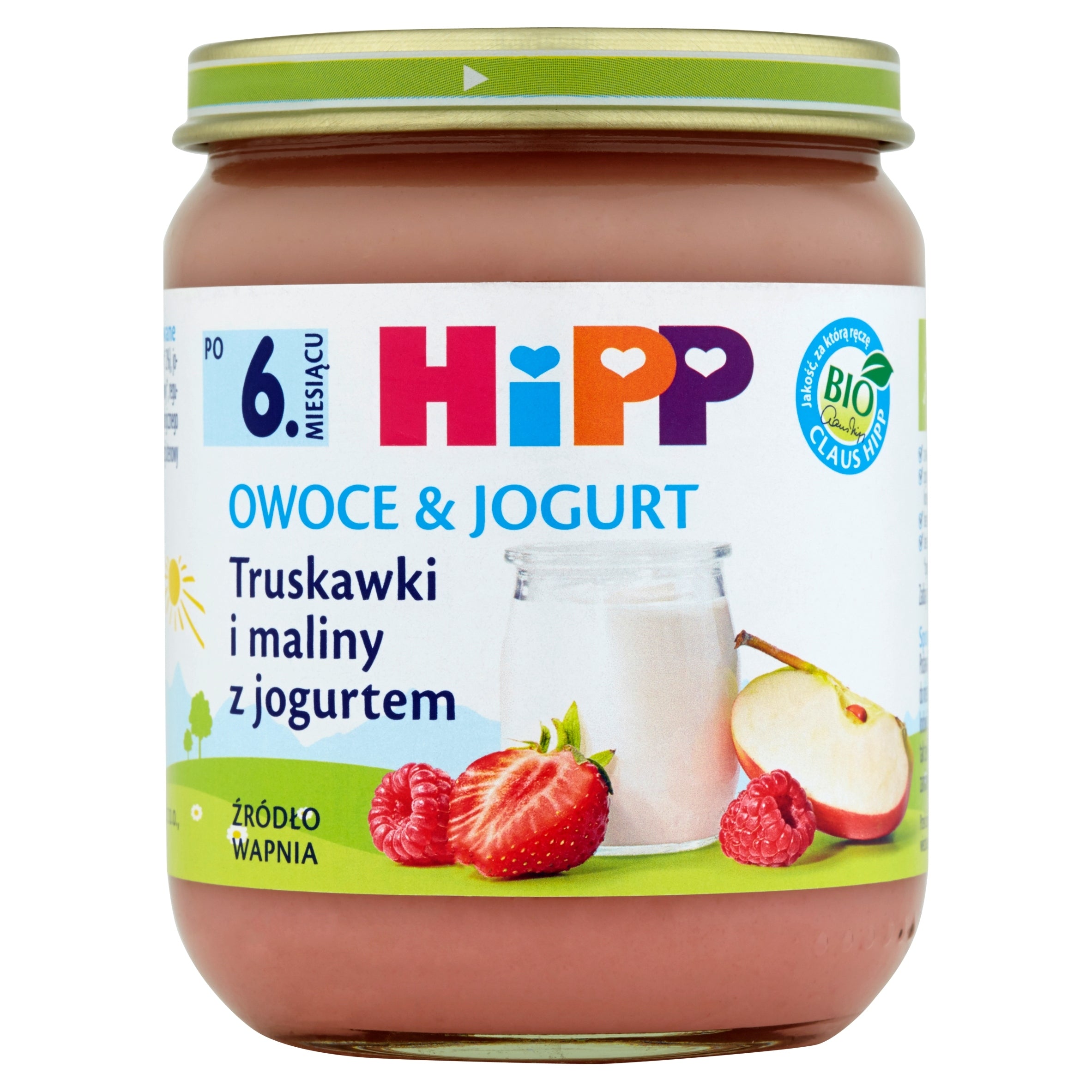 HiPP Bio dessert in a jar, strawberries and raspberries with yogurt, 6m+ 160 g