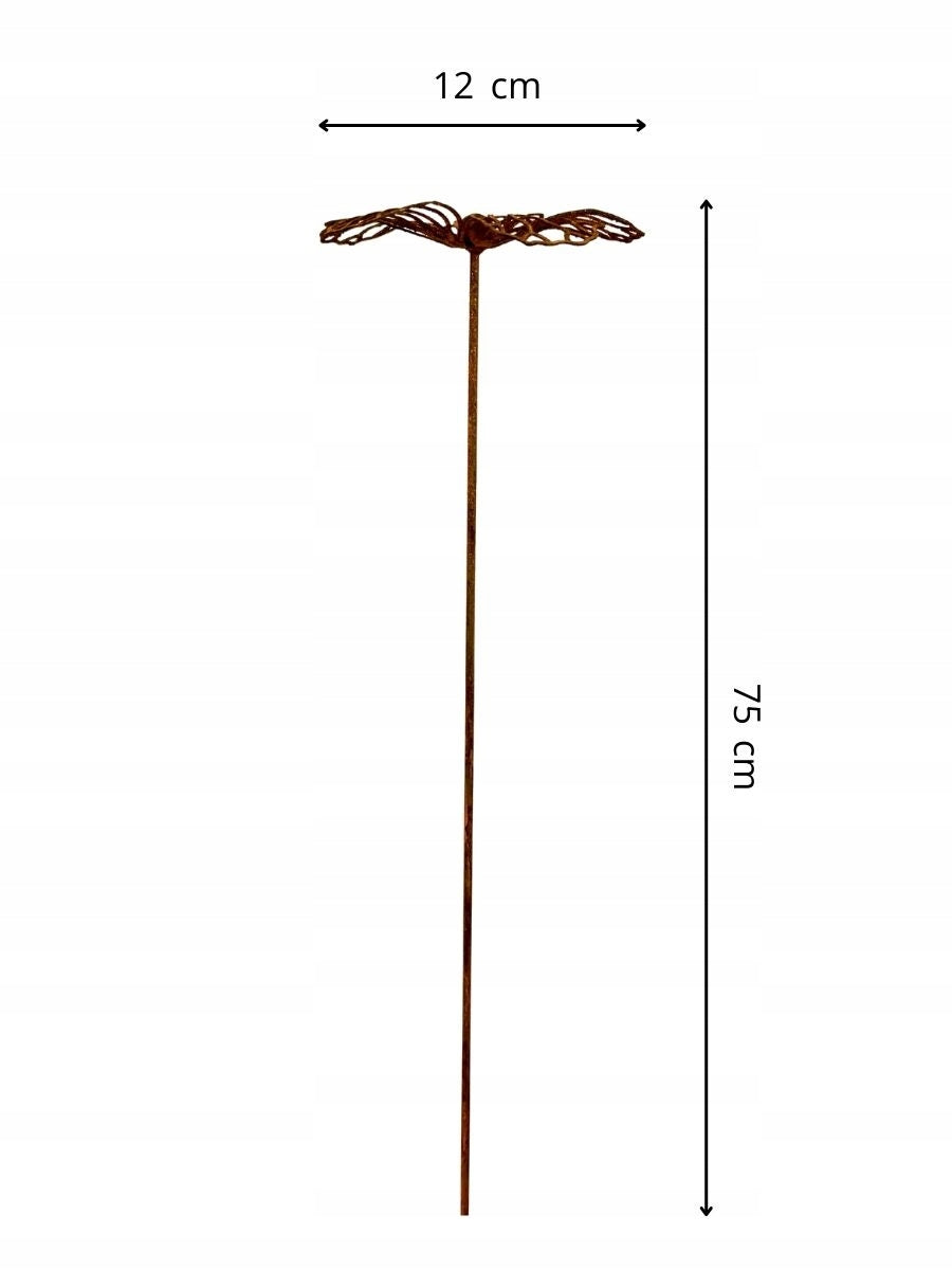 Hibiscus flower 3D 70cm | metal decoration on rod | natural rust Manufacturer Ginko.Garden