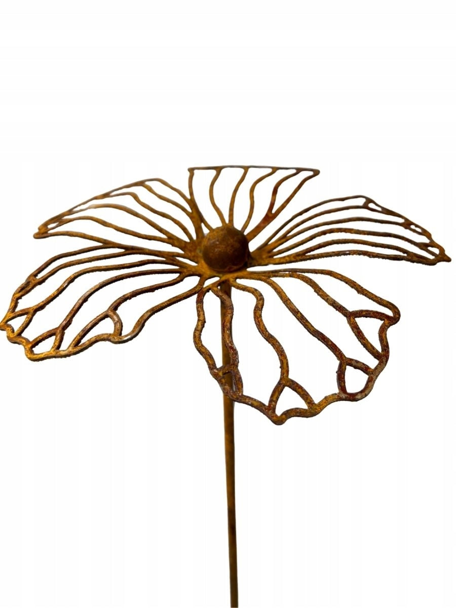 Hibiscus flower 3D 70cm | metal decoration on rod | natural rust Weight 0.1 kg