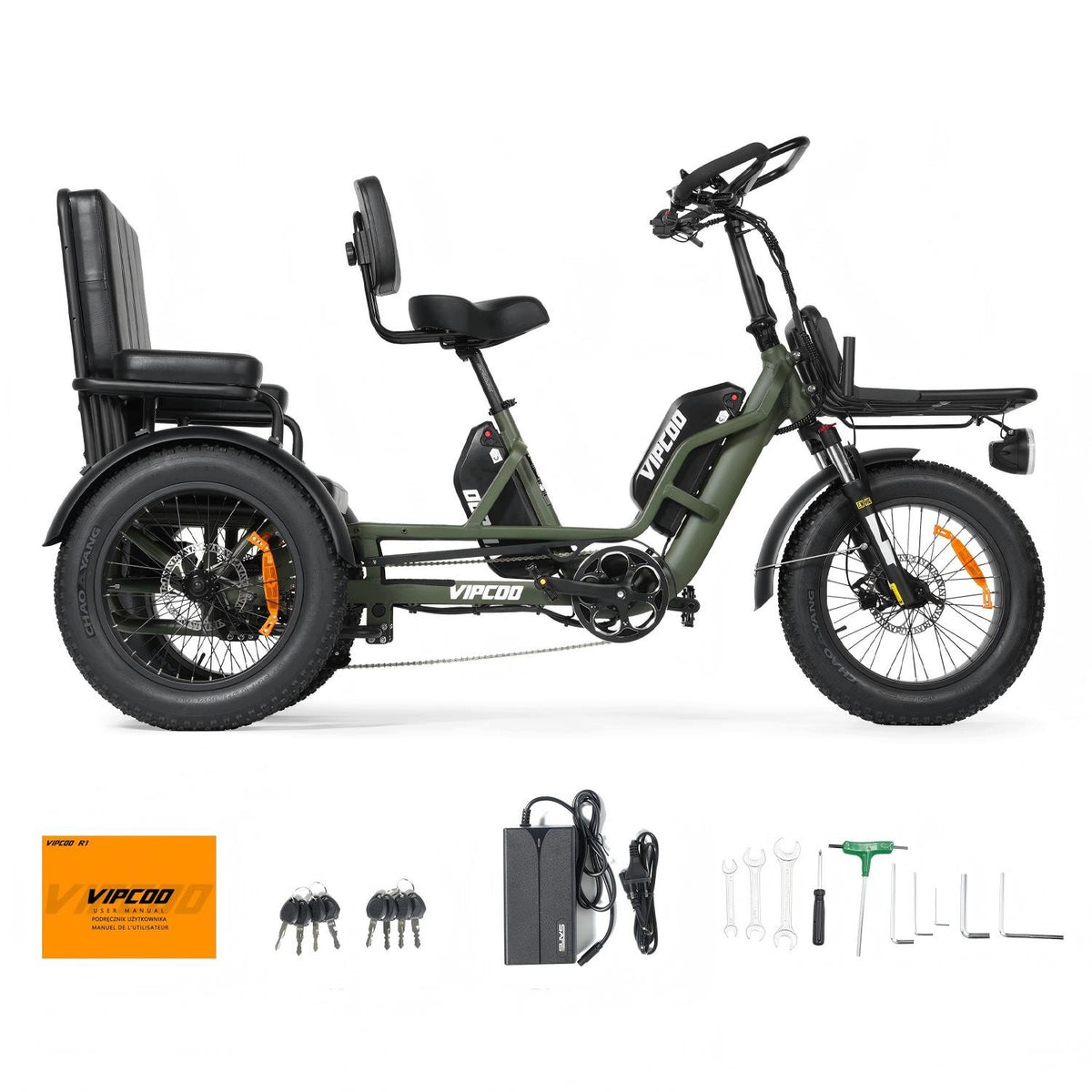 Hidoes Vipcoo R1 Foldable Electric Tricycle 200kg Load 3-Wheel Cargo Basket Manufacturer code Hidoes VC-R1 48V40AH 750W 110KM 25km/h XIO