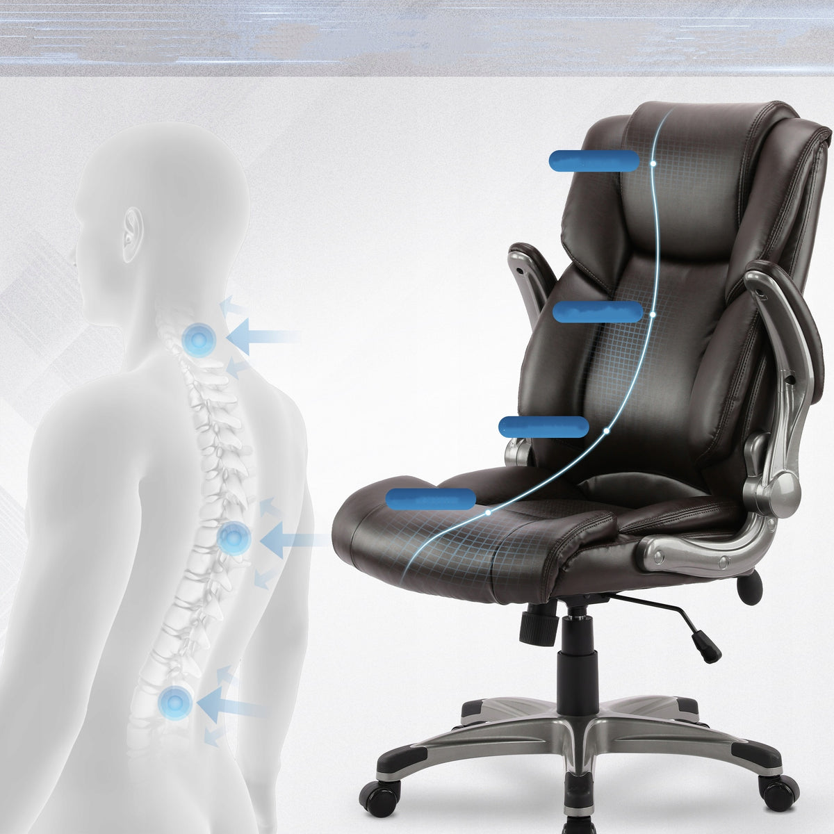 High Back Executive Office Chair- Ergonomic Home Computer Desk Leather Manufacturer code 2822-BR
