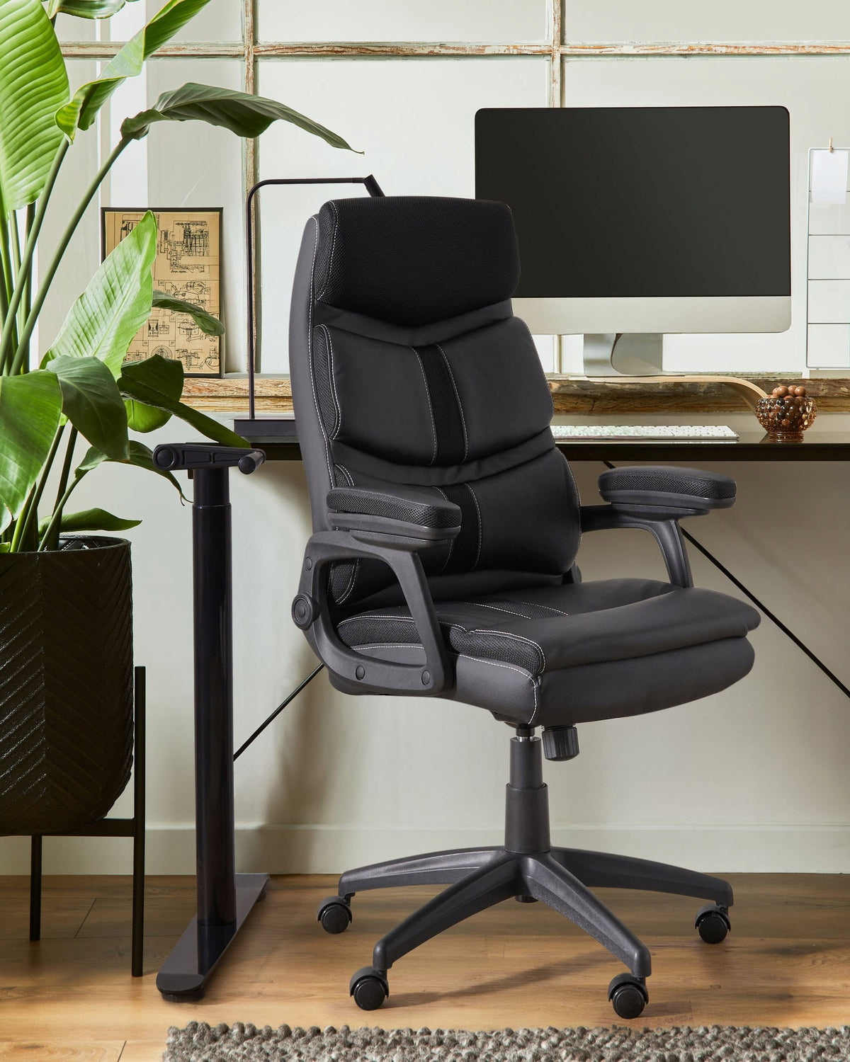 High Back Office Chair Faux Leather Black Packaging status original