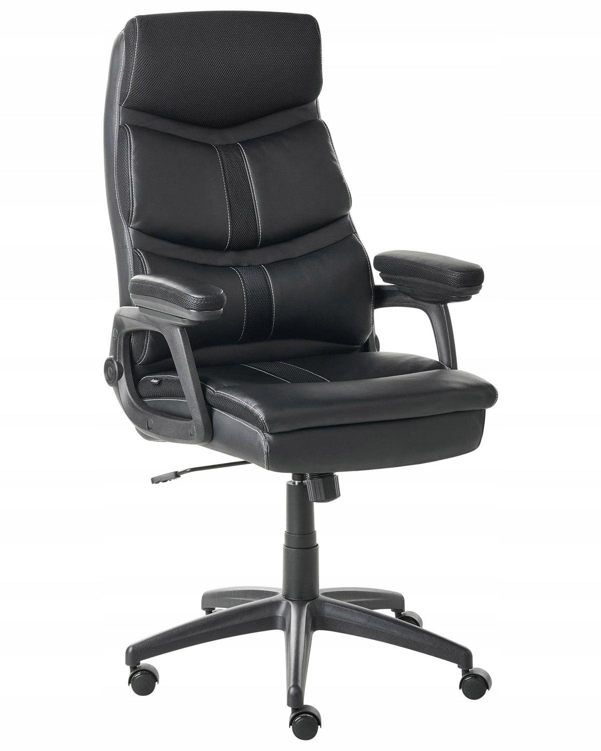 High Back Office Chair Faux Leather Black