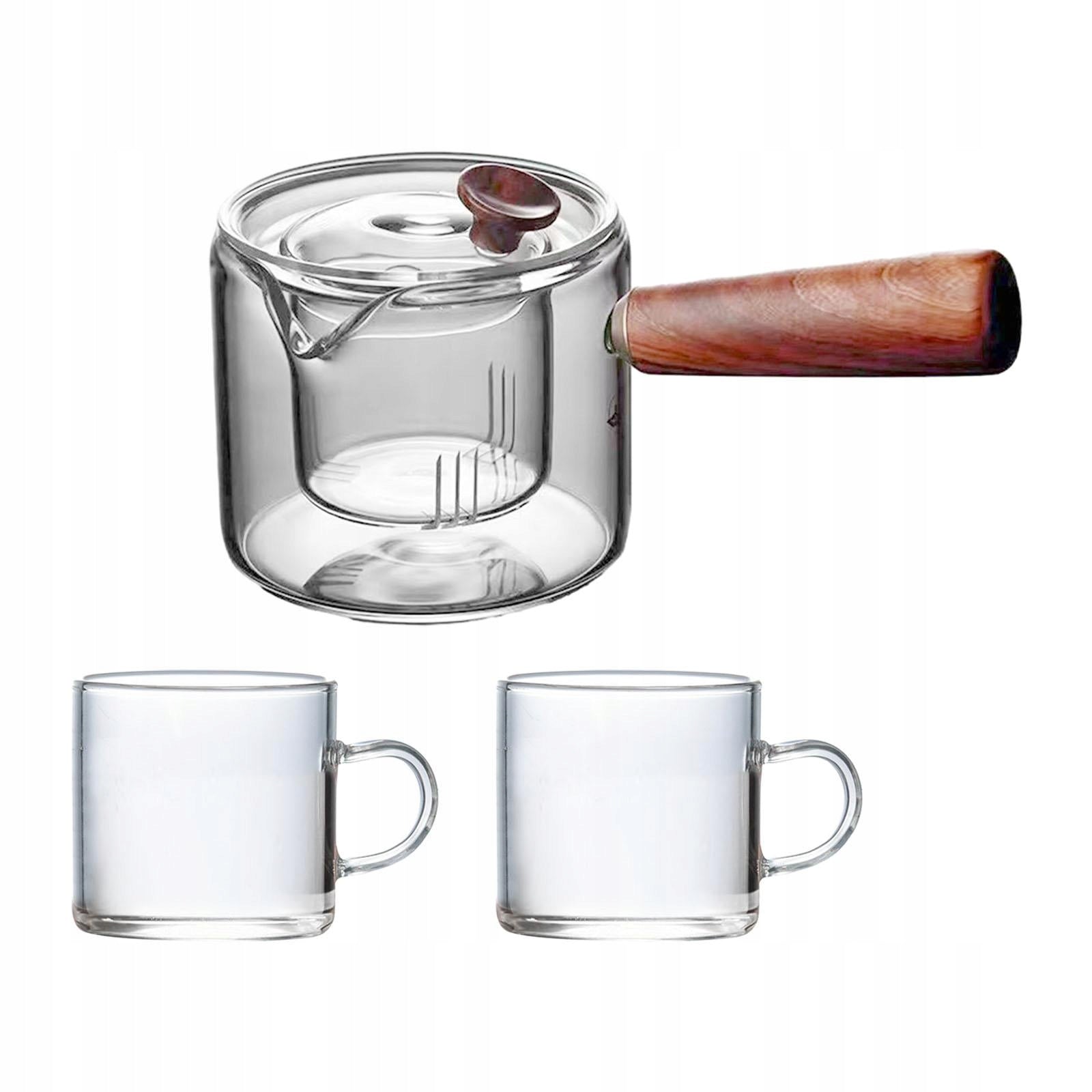 High Borosilicate Glass Teapot Clear Tea Brewer for Office Pot with 2 cups