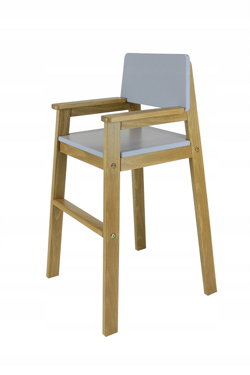 High Chair For Children For Table HANIA Oak Stain Concrete Grey 44