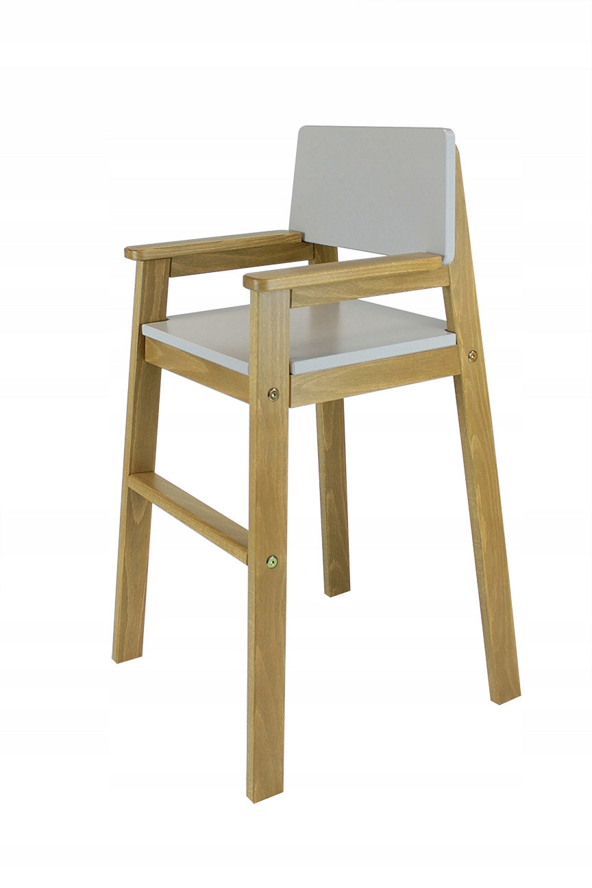High Chair For Children For Table HANIA Oak Stain Grey Color 43