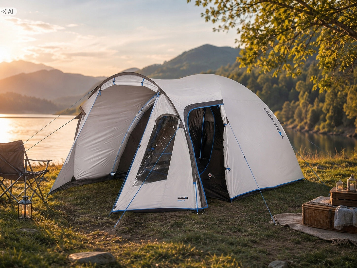 High Peak Tessin 5 Tent 5-person | Light Grey, UV 80+, Waterproof 3000 mm