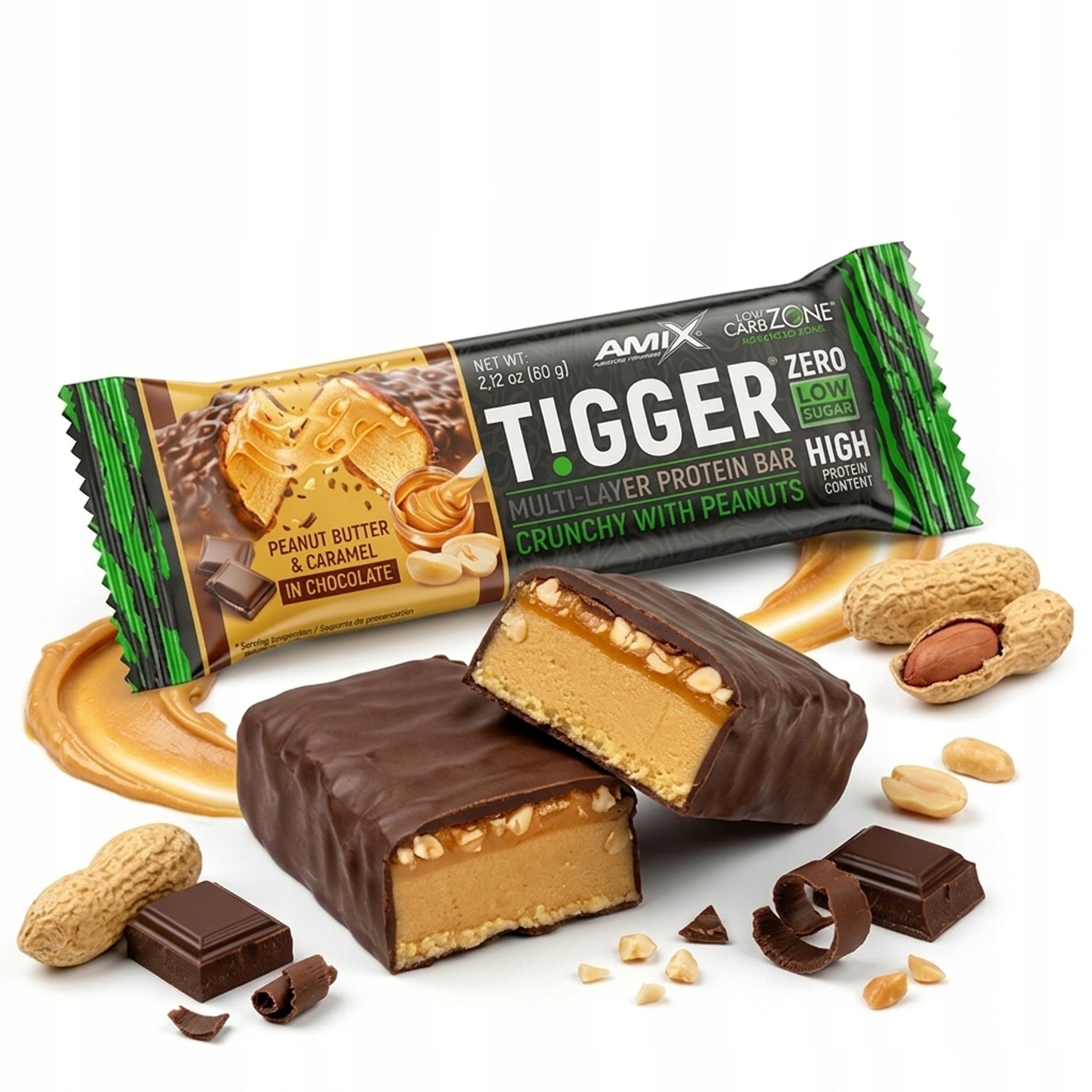 High Protein Bar 60 g Peanut Cream Caramel Chocolate Packaging status original