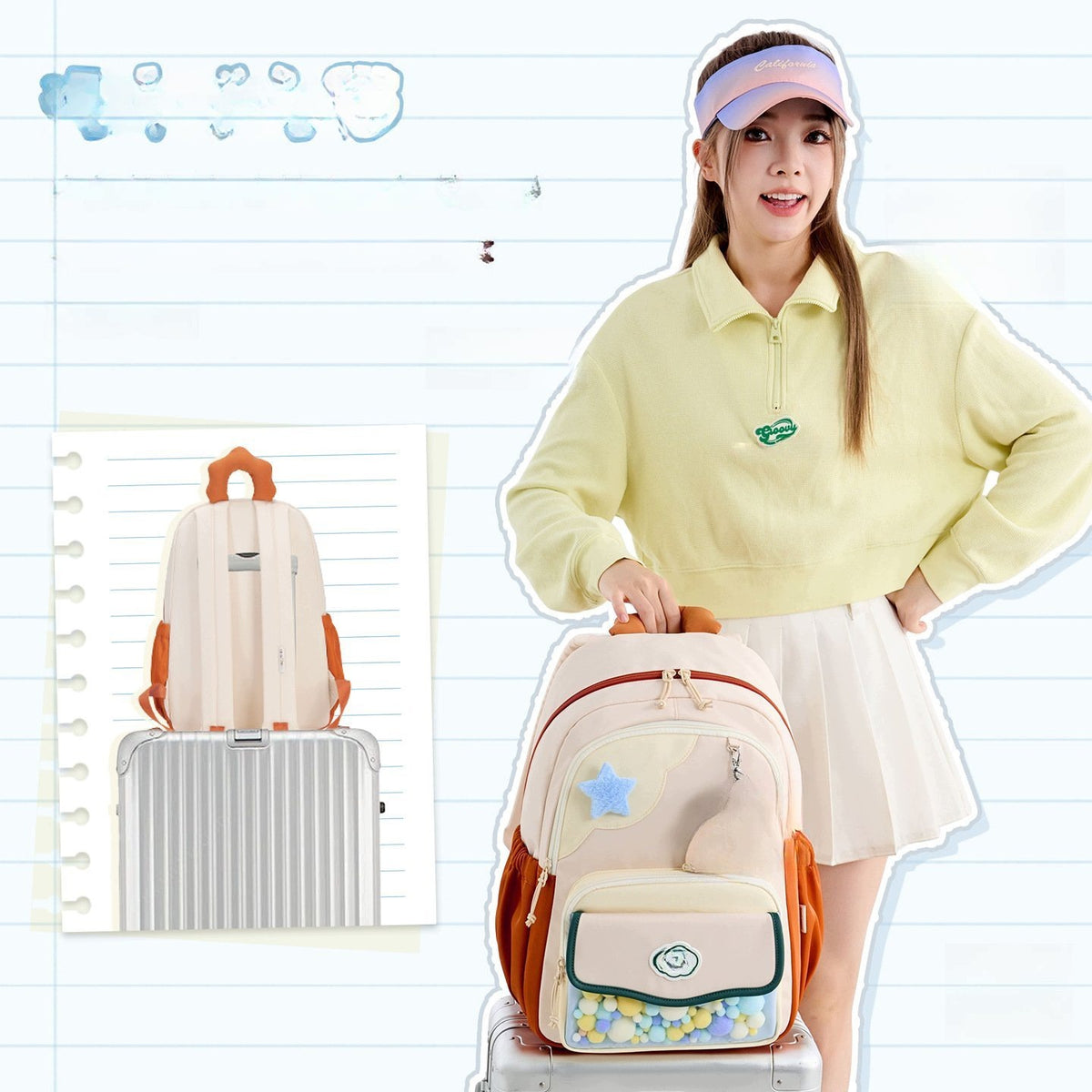 High School Backpack For Girls Lightweight Large Capacity Pink Brand no brand