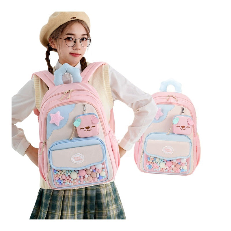 High School Backpack For Girls Lightweight Large Capacity Pink