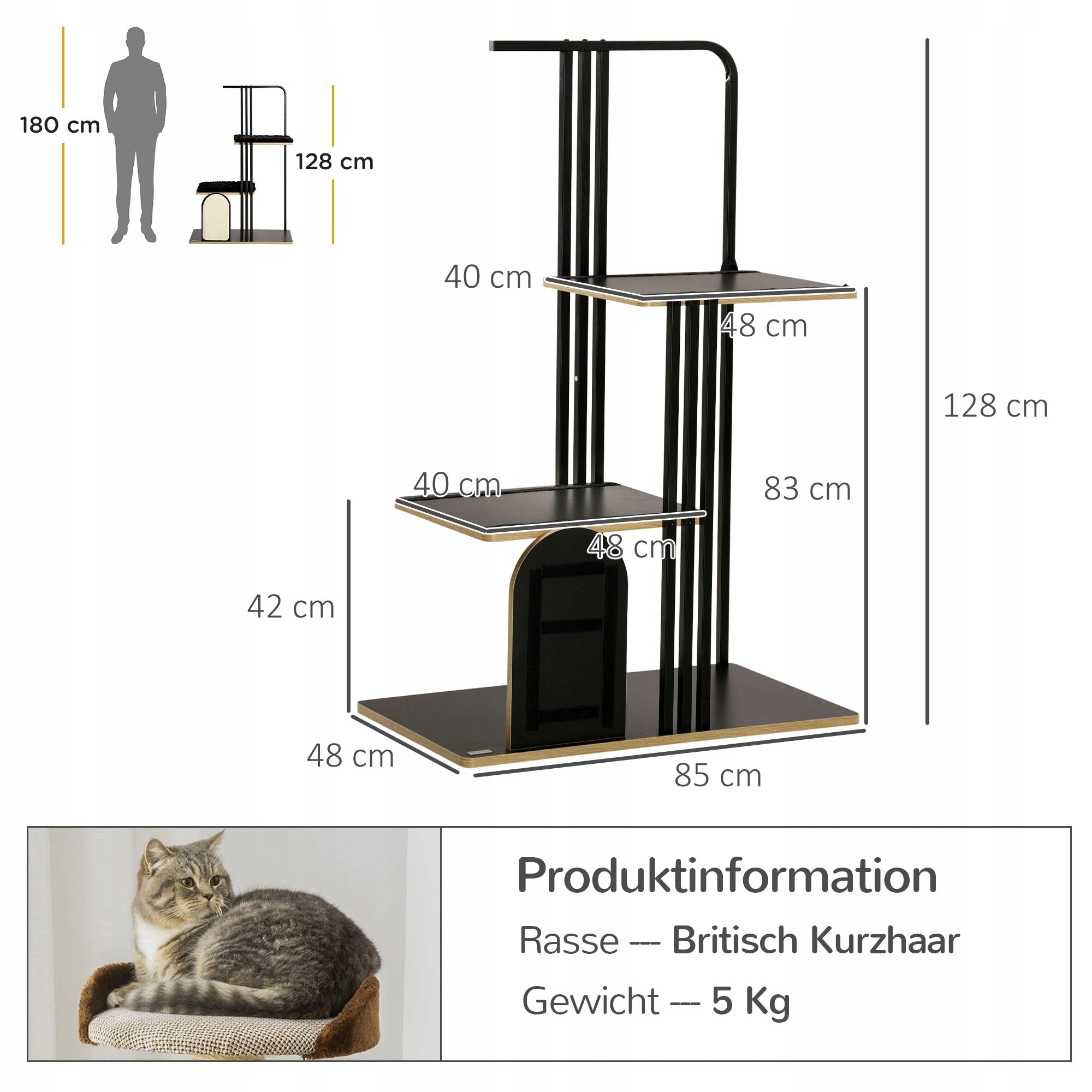 High Scratcher for Cat with Ladder Cushion Steel 128 cm Brand PawHut