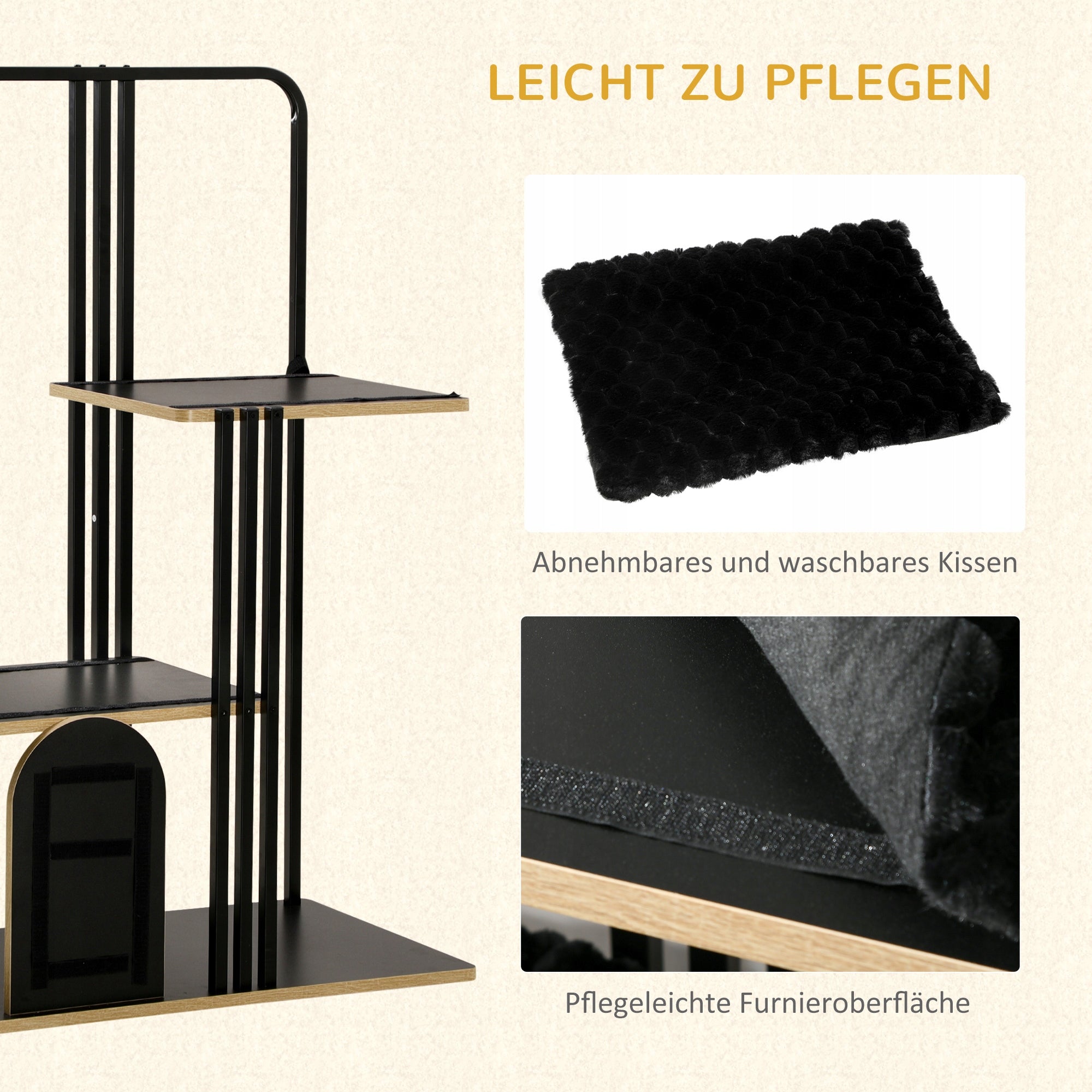 High Scratcher for Cat with Ladder Cushion Steel 128 cm Height (cm) 101 - 160 cm