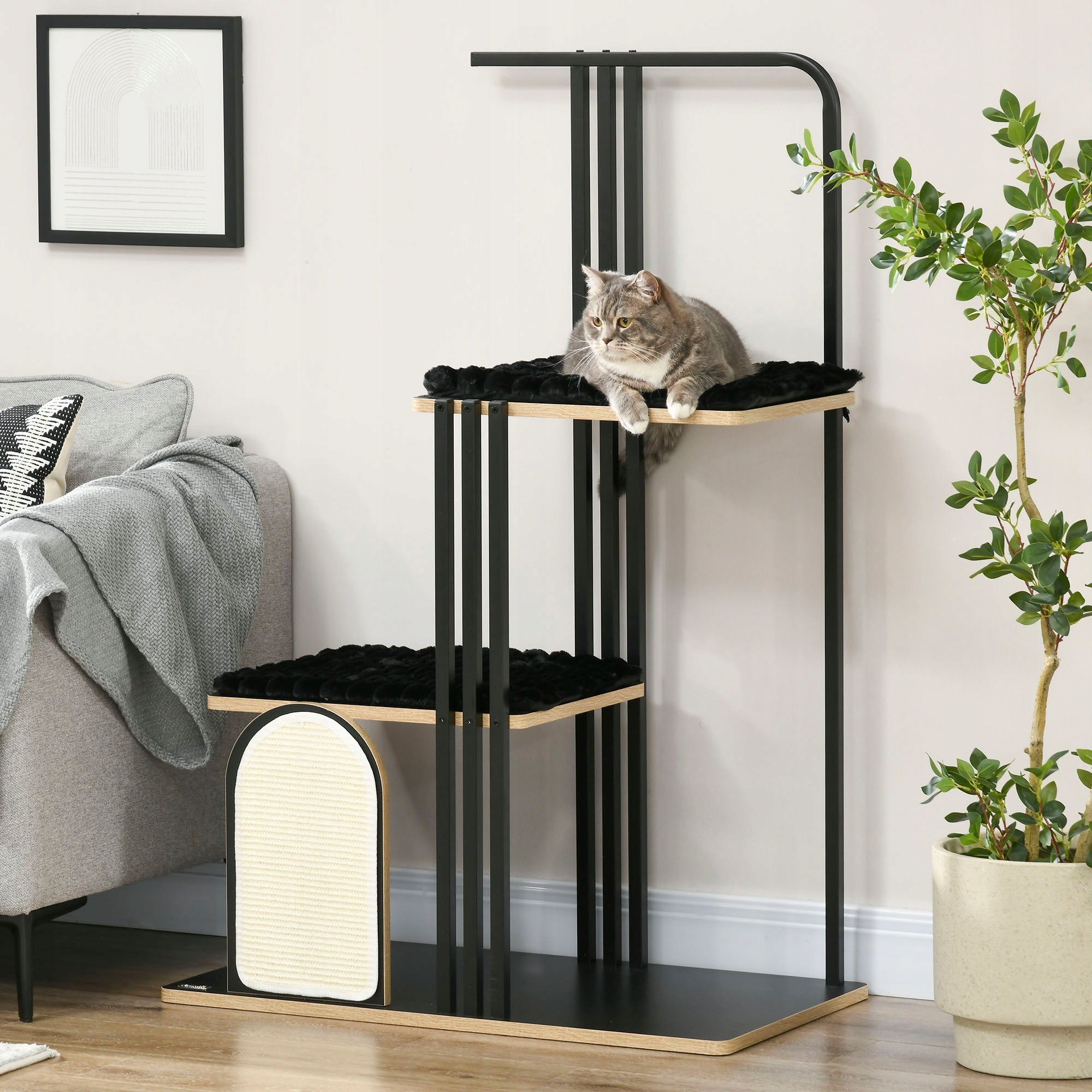 High Scratcher for Cat with Ladder Cushion Steel 128 cm Manufacturer code D30-624V00BK