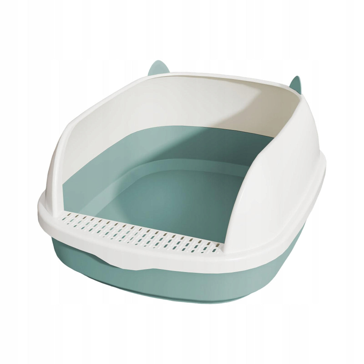 High Sided Cat Litter Box Cat Bedpan Sandbox Durable Semi Open, Blue S