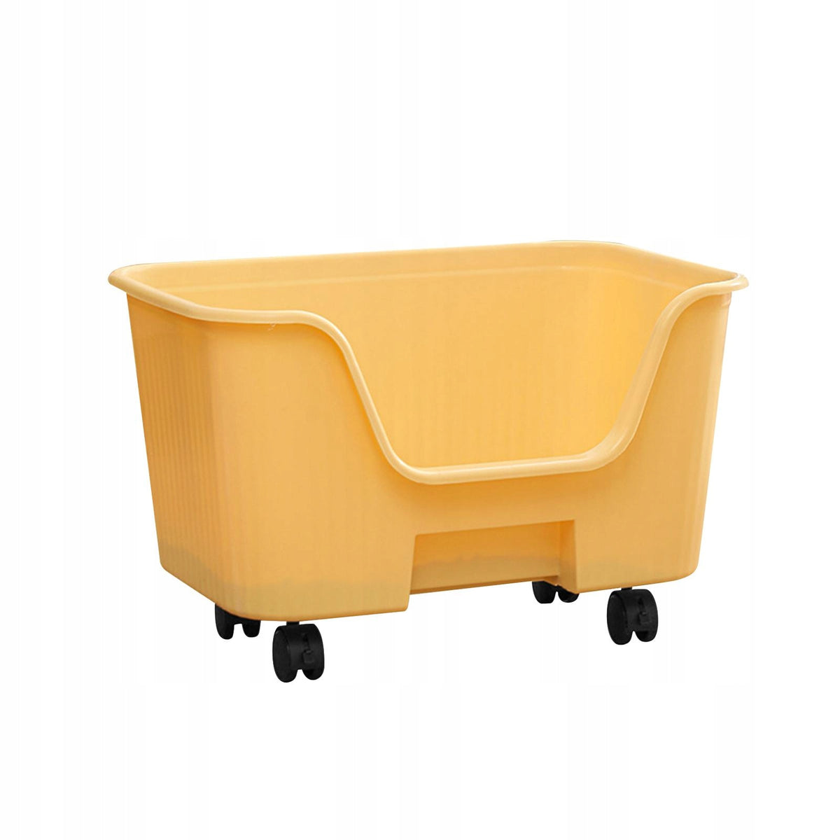 High Sided Cat Litter Boxs Cage Semi Enclosed Pet Litter Yellow With Wheel Packaging status original