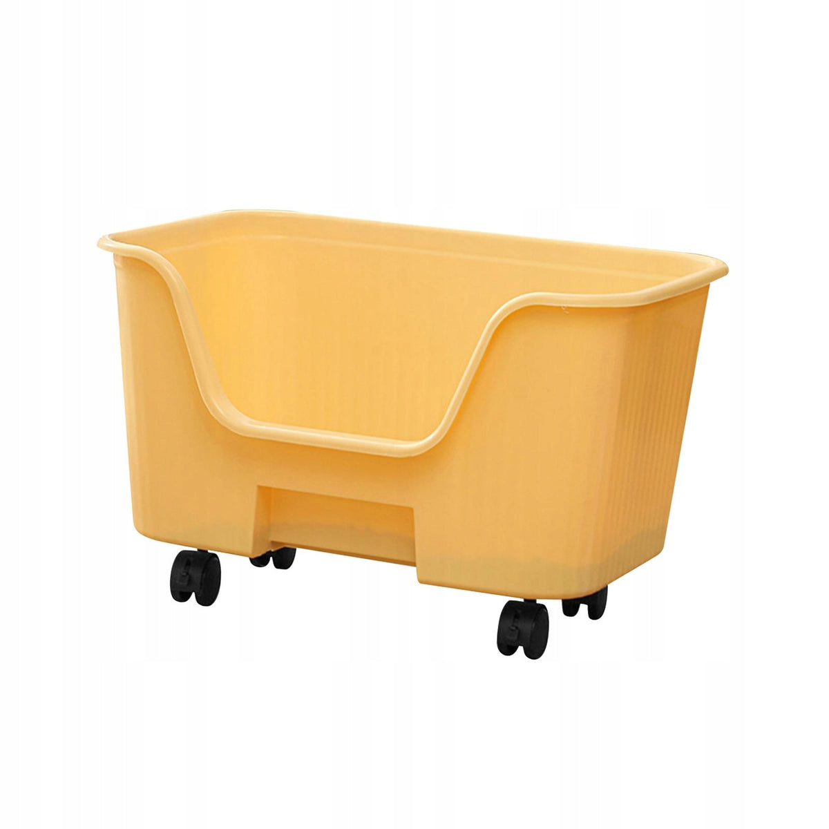 High Sided Cat Litter Boxs Cage Semi Enclosed Pet Litter Yellow With Wheel
