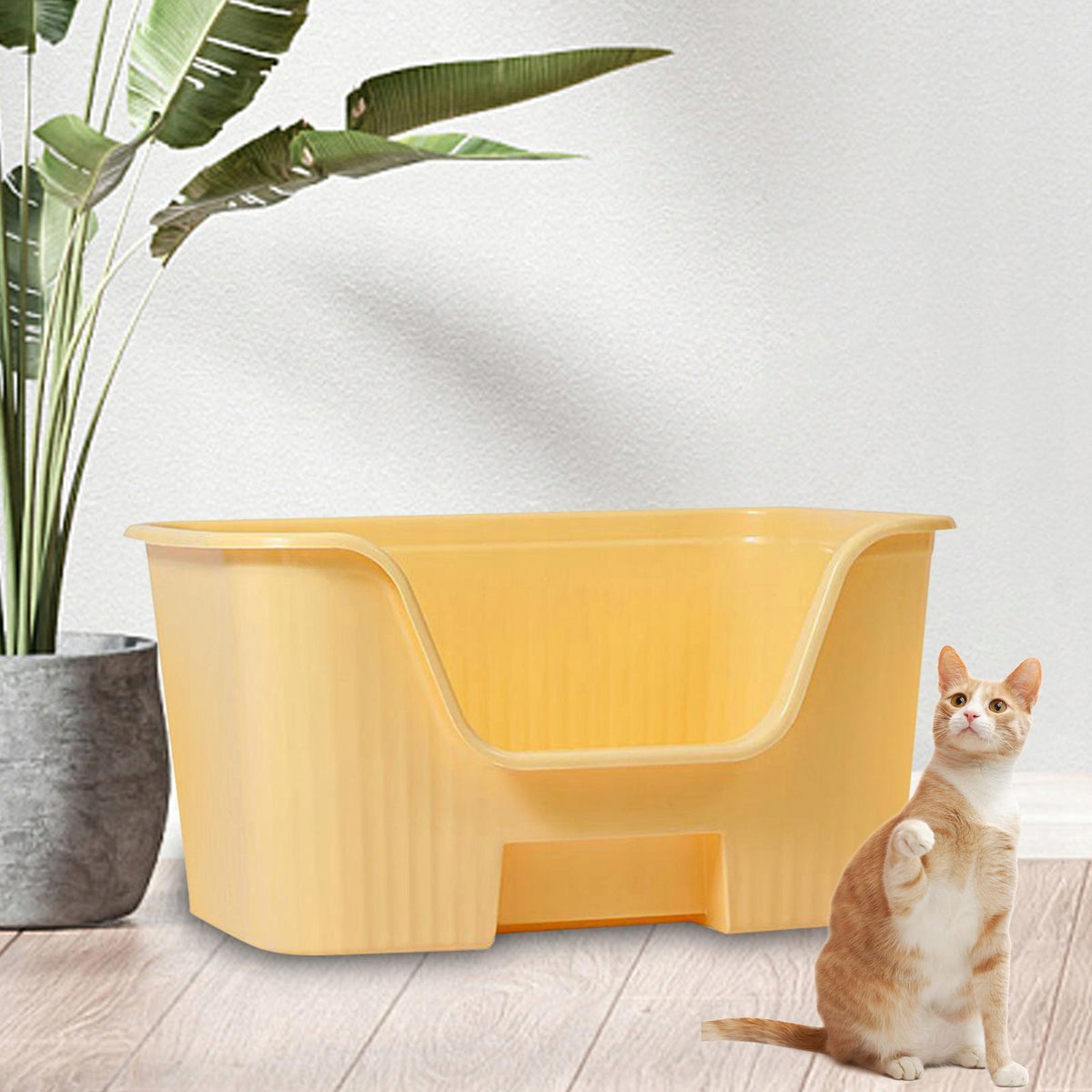 High Sided Cat Litter Boxs Cat Litter Training Tray Box Yellow No Wheel