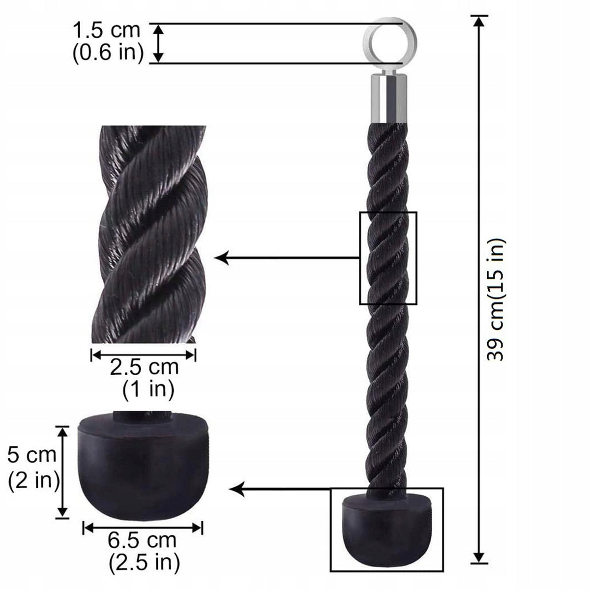 High Strength Triceps Rope Cable Pulley Attachment Exercise Handle Black Packaging status original