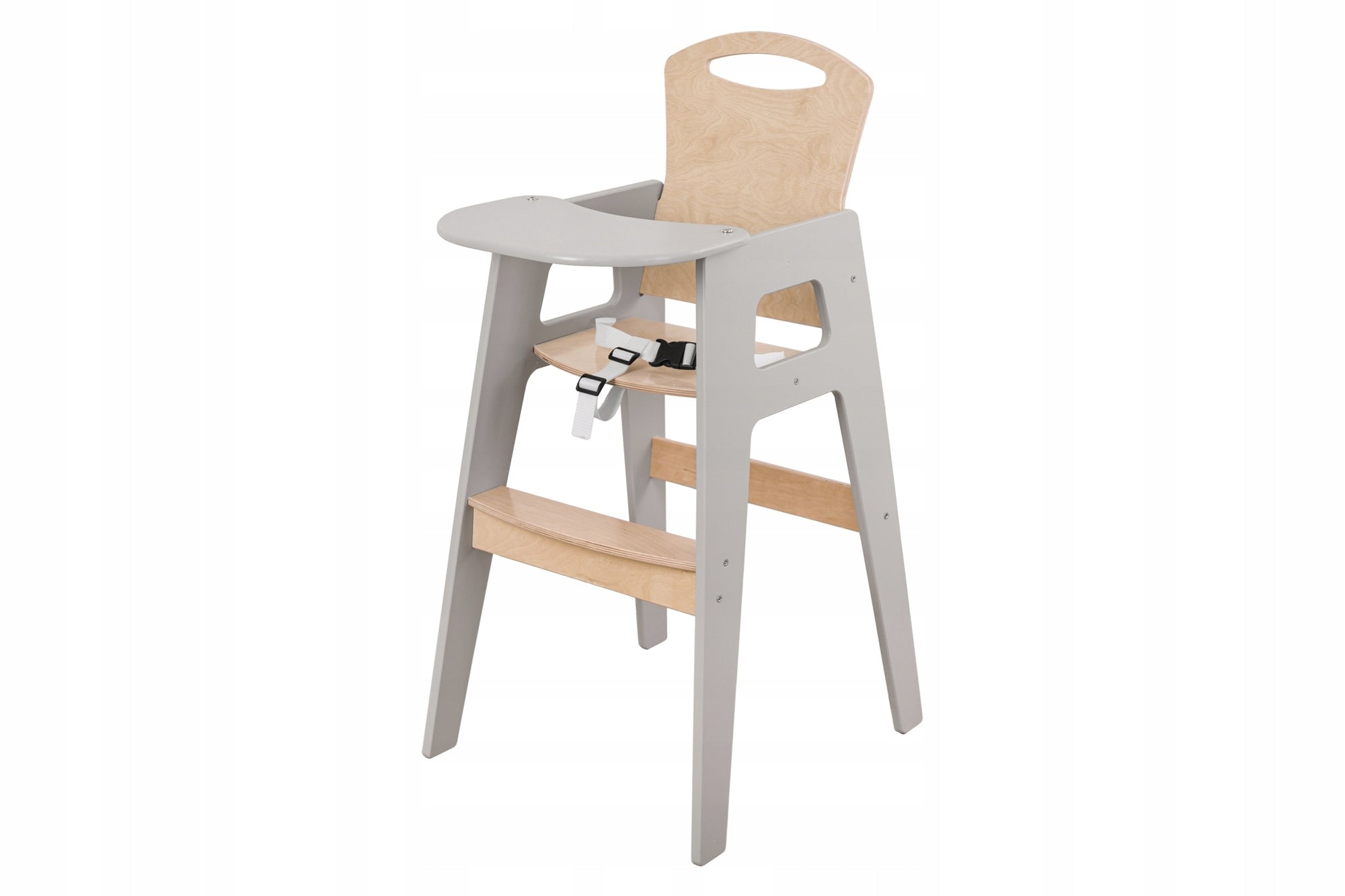 High chair with seat belts - grey