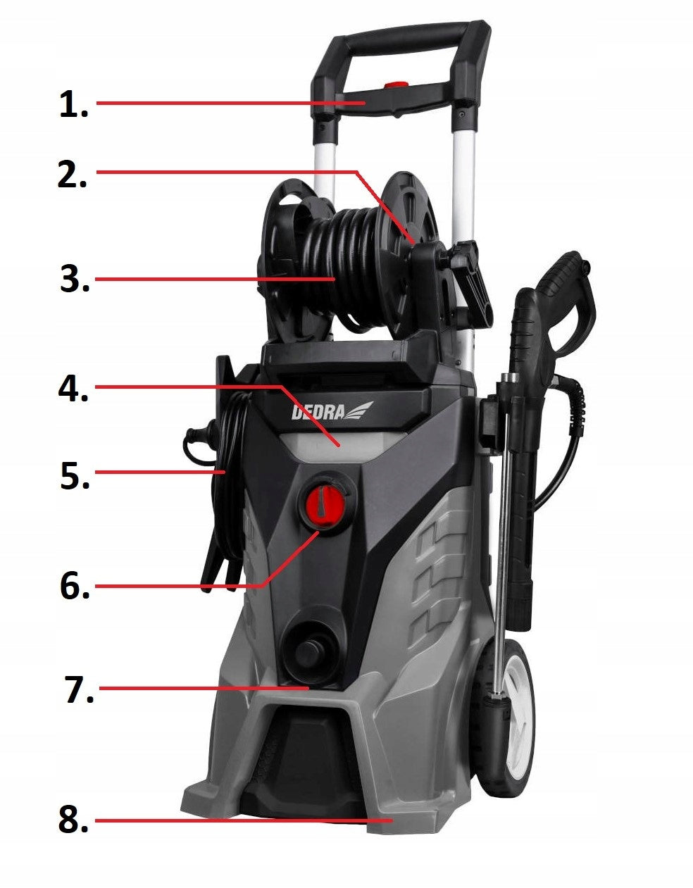 High pressure washer Dedra 2500 W 130/195 bar 450 l/h 10 m hose DED8825 Brand Dedra