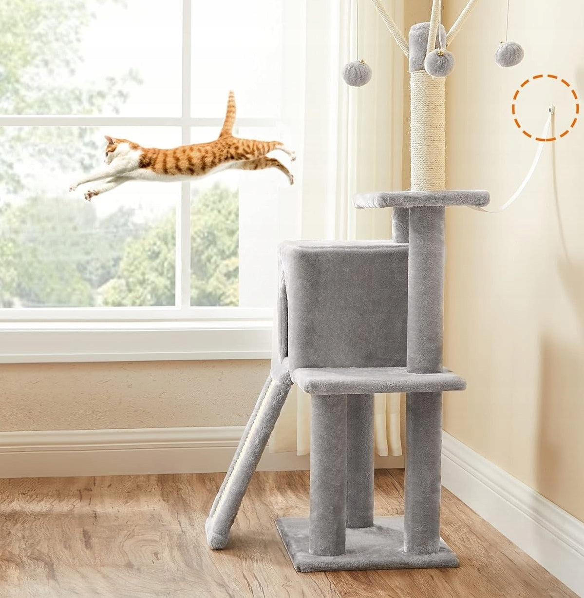 High scratcher, bed, scratching post, tower Feandrea 101 - 160 cm Color multicolor