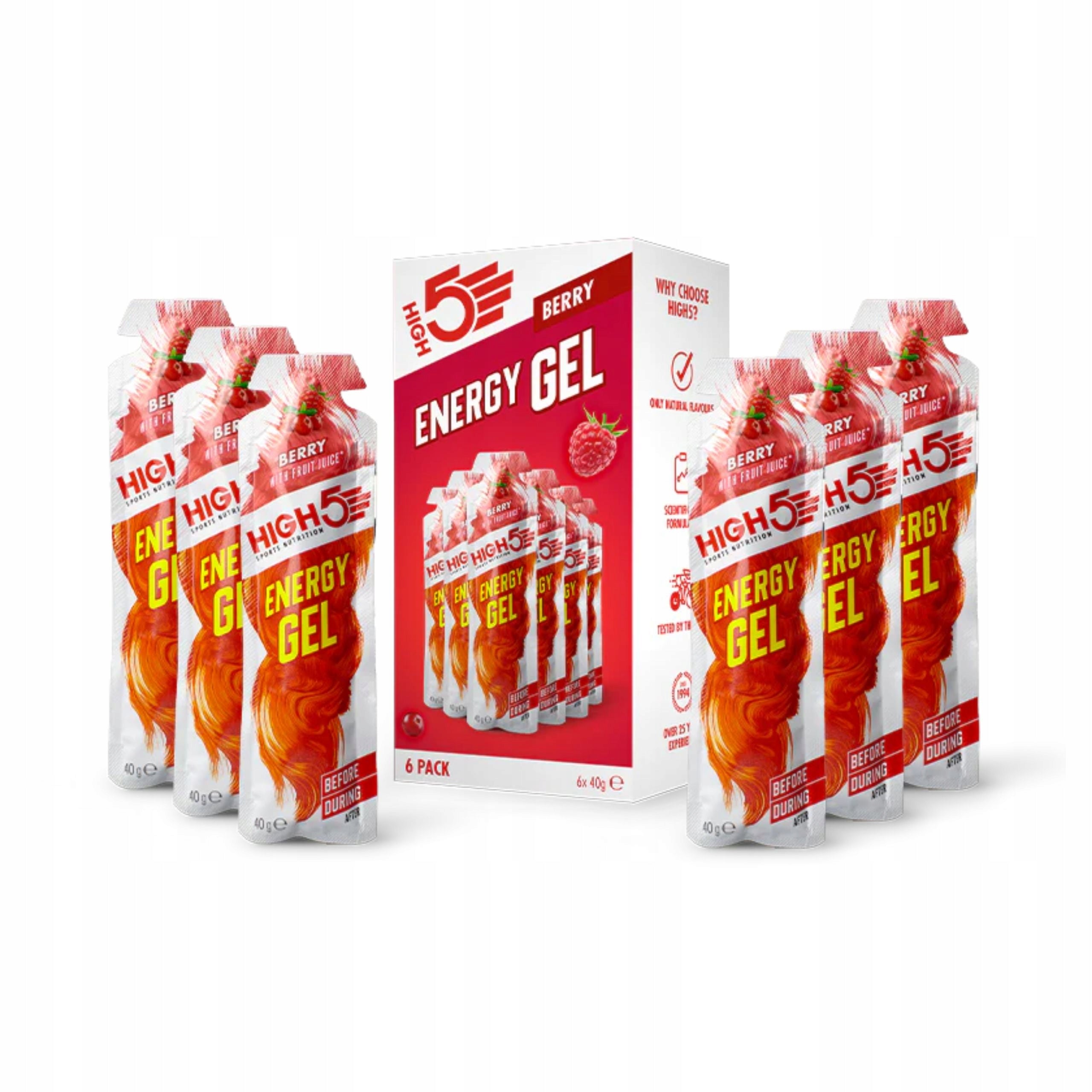 High5 Energy Gel Berry Set of 6 Energy Gels with Berry Flavour 40 g Packaging status original