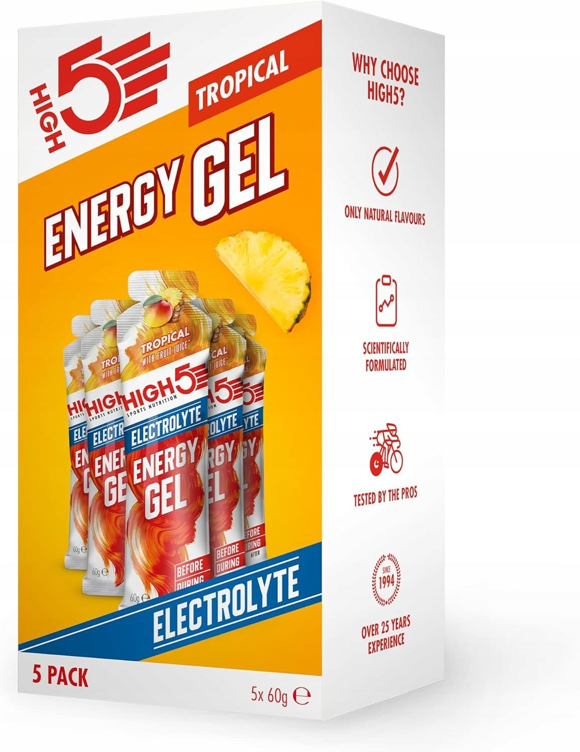 High5 Energy Gel set of 5 energy gels with tropical electrolytes60g